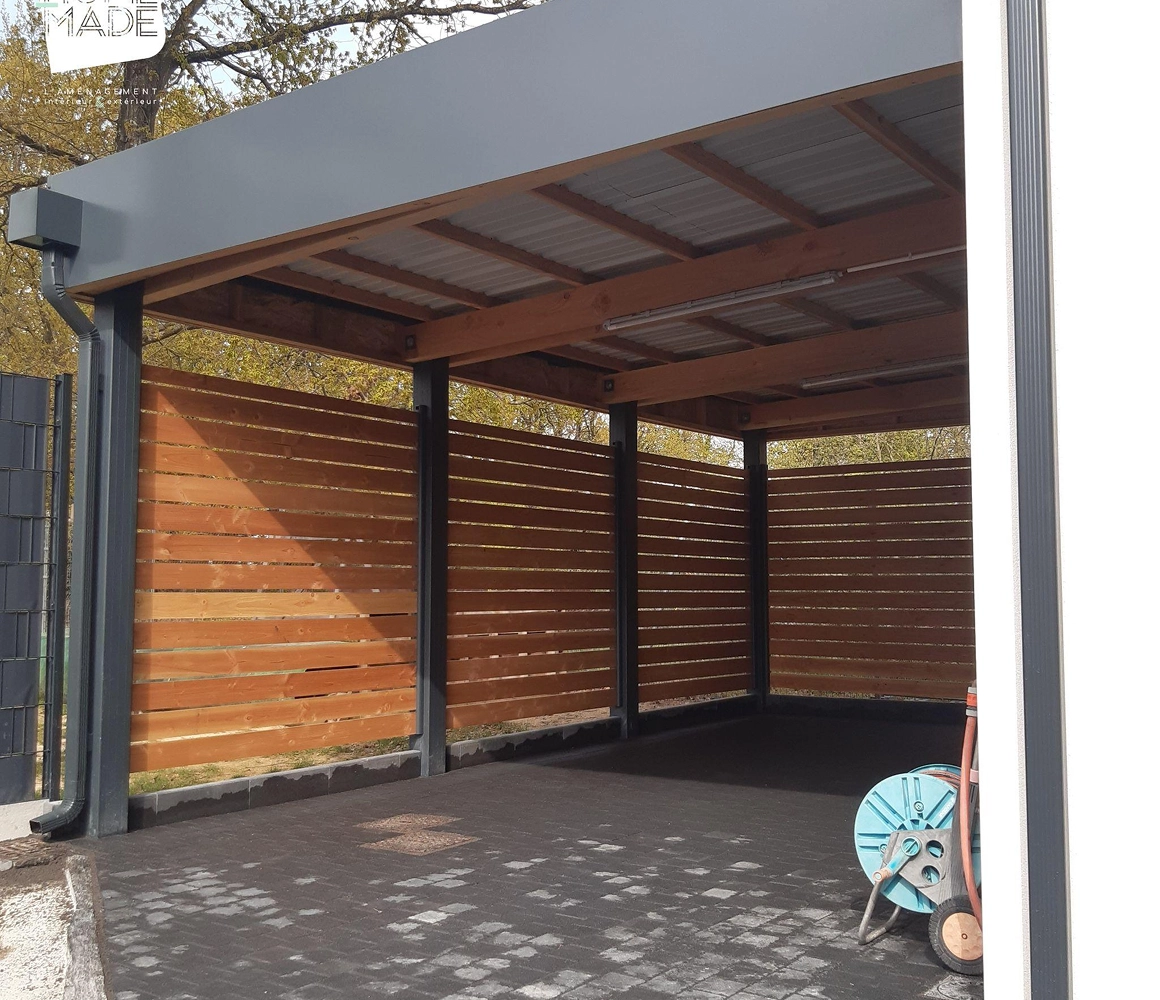 Carport en bois Douglas et aluminium